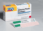 3/4"x3" Adhesive plastic bandage - 25 per single unit box.  Our plastic adhesive bandages are ideal for minor cuts, abrasions and puncture wounds. Bandages are made of pliable vinyl, allowing easy movement with any of the body's moving parts, and are ventilated to aid the natural healing process.  Also available in larger quantities:   SKU: A-100-10:    3/4"x3" Adhesive plastic bandage - 25 per box, tray of 10 boxes