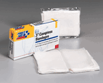 3" Compress bandage, off center-An asset to any trauma kit, our versatile 3" off-center compress serves as a sterile wound and trauma dressing. The non-stick surface can be used as a major/minor wound pad, a wrap for head wounds or can be compressed over a wound and either tied or secured with first aid tape. This item meets ANSI Z308.1 - 1998 standards.