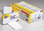 2" Compress bandage, off center - 4 per box, tray of 10 boxes.  An asset to any trauma kit, our versatile off-center 2" compress serves as a sterile wound and trauma dressing. The non-stick surface can be used as a major/minor wound pad, a wrap for head wounds or can be compressed over a wound and either tied or secured with first aid tape. 