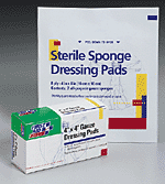 4"x4" Gauze dressing pad-Packaged in sterile envelopes, our 8-ply 100% pure gauze pads are perfectly suited for cleaning wounds and applying medication or antiseptic. These non-adherent, all-purpose pads permit the wound to drain while allowing air in. They can be stacked to absorb additional fluid and can be removed without re-opening the wound. To use: remove from package and apply directly to wound, using tape, gauze or elastic bandage to wrap.