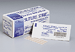 1/4"x3" Suture Strip Plus closure - 3 per pouch.  Our suture strip plus closures are pre-cut and reinforced for added strength. Minimizes the risk of superficial wounds opening during healing. Ideal for wound support after removal of sutures or staples. Sterile unless package is opened or damaged. 