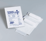 3"x5" to 6"x5" Super Stop, expandable, wound care bandage - 36 per case.  Our ultra-versatile Super Stop expandable bandage is an asset to any trauma kit. Doubles as a sterile wound and trauma dressing as well as a sling to secure a splint. The non-stick surface protects the wound when applied with pressure to control bleeding.