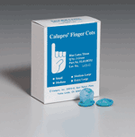 Finger cots, rolled, blue, large - 144 per box.  Effective finger protection in high tech-clean room electronic assembly, laboratory and food processing industries