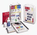 91 pc Vehicle Kit- This 91-piece vehicle kit is designed for fleet and commercial vehicles. Its strong metal case with gasket holds quality brand products that are easily accessible in an emergency. This kit meets federal OSHA recommendations and offers easy refilling with the help of a full-color reordering schematic. Refills are color-coded and shrink-wrapped for safety and ease of identification. 