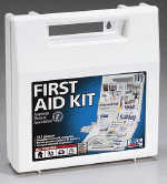 Compartmental organizers contain all your first aid needs including: hot/cold reusable compress, 96 pg. AMA First Aid Guide, and a large selection of dressings, medications, antiseptics, bandages, and instruments.