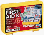 Small first aid kit perfect for the glove compartment or console storage. Contains medications, antiseptics, bandages and wound care items