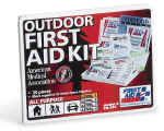 Mini first aid kit for minor outdoor first aid needs. Perfect for biking, hiking, backpack with bandages, medication, antiseptics, and lip balm