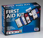 Large soft kit perfect for home, auto, hiking, camping, and marine use. Features medication, antiseptics, bandages, wound care, and items for injury treatment including a cold compress and butterfly bandages.