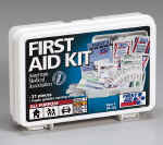 34 piece all-purpose first aid kit that is a lower priced version of the FA-122 with the same variety of products for minor first aid needs. Perfect for the home, office, auto, backpack or purse. Ample room for personal medications.