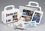 This 11-piece, burn kit includes the basic necessities for burn care. Products are contained in a sturdy, reusable plastic case with gasket (1) 1"x5 yd. first aid tape roll (1) 3"x5 yd. Bandage wrap you can tear, blue