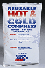 Our 6"x10" reusable hot/cold pack provides cold therapy for minor pain and swelling and heat therapy for minor muscle joint pain, stiffness and muscle spasms.