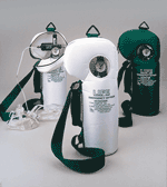 Life O2 SoftPac emergency oxygen unit, 6 & 12 LPM (norm & high), 4-1/2"x7-1/2"x15", 6 lbs. - 1 each ~ Lightweight, with comfortable handle and shoulder strap, 40-minute oxygen supply (at 6 LPM), refillable by any compressed gas distributor, wall-mount hook for easy access, crimp-proof hose. The Life O2 SoftPac Emergency Oxygen Unit provides supplemental oxygen as an inhalator for breathing victims and a CPR resuscitator adjunct for a non-breathing victim. Features a Life CPR Mask for "mouth to mask" resuscitation with one-way valve.
