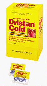 Dristan brings temporary relief to the discomfort caused by nasal congestion, sinus pain and pressure, sinus-related headache, body aches and fever. Active ingredients: Acetaminophen, 500 mg. and Pseudoephedrine HCI, 30 mg.