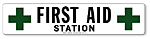 Identify your first aid area clearly and quickly. Our 4"x18" plastic first aid sign lets people know where to come for help.