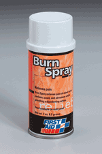 Our burn spray works immediately to relieve the pain of minor burns, abrasions, scalds - even summer sunburns - while also disinfecting the area. Active ingredients: Cetyltrimethylammonium Bromide .05%, Menthol USP .15%, Benzocaine 4.5%.