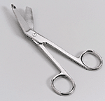 The unique shape and design of these compact scissors makes them ideal for cutting bandages quickly and efficiently in a first aid emergency.