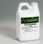 Our Eyesaline concentrate is easily mixed with tap water to provide six gallons of preserved, buffered, saline solution. Eyesaline Solution requires replacement every six months.