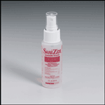 Environmental surface germicidal solution, 2 oz. bottle w/pump- 1 each ~ Use our one step, ready-to-use (alcohol free) germicidal solution by SaniZide Plus in critical care areas where controlling cross-contamination is vital. Proven effective against a wide variety of bacterial and viral pathogens including Staph, Salmonella, Herpes Simplex Type II and the human immuno-deficiency virus Type I (HIV-1) associated with AIDS all in under ten minutes. Active Ingredients: n-Alkyl Dimethyl Ethybenzyl Ammonium Chloride, n-Alkyl Dimethyl Benzyl Ammonium Chloride, Isopropyl Alcohol.
