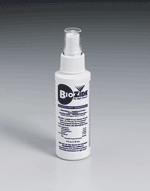 BioZide environmental surface disinfectant & deodorizer, 4 oz. bottle w/pump - 1 each~ Our disinfectant and deodorizer by BioZide has many industrial, institutional, commercial, residential and medical applications. Primarily for use on hard, non-porous, inanimate surfaces, its broad-spectrum anti-microbial agent kills a broad range of viruses, fungi and bacteria. Active Ingredients: Phenylphenol, Tert Amylphenol, Ethanol, Inert Ingredients.